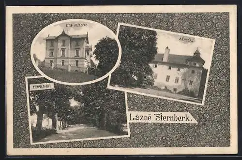 AK Lazne Sternberk, Vila Bellevue, Zamecek, Promenada