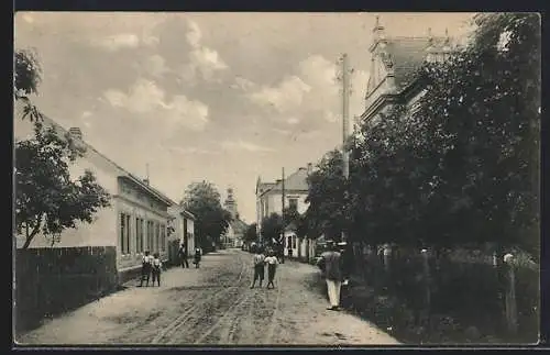 AK Záborí n. Lab, Strassenpartie mit Anwohnern