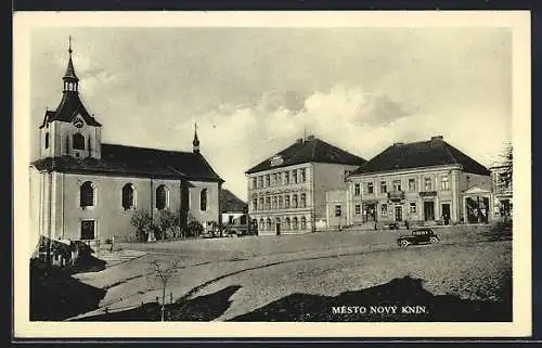 AK Nový Knín, Partie an der Kirche