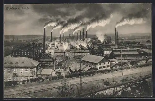 AK Kladno, Hute, Ortsansicht mit Hüttenwerk