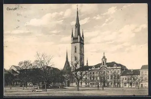 AK Cáslav, Strassenpartie mit Rathaus