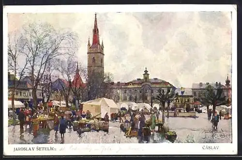 AK Tschaslau / Caslav, Marktplatz