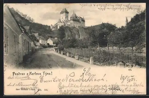 AK Karluv Tyn, Strassenpartie mit Schloss