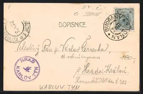 AK Karluv Tyn, Strassenpartie mit Schloss