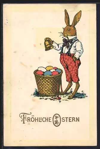 Präge-AK Osterhase läutet eine Glocke