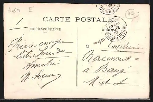 AK Le Louroux-Béconnais, Entrée de la ville lors du Grand Prix de l`A.C.F. Circuit de l`Anjou 1909
