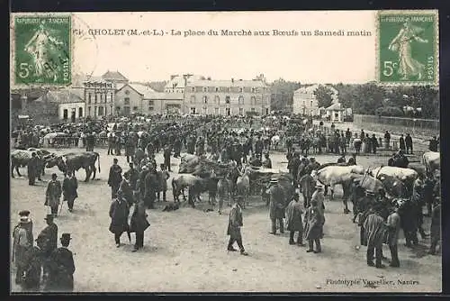 AK Cholet, La place du Marché aux Boeufs un Samedi matin