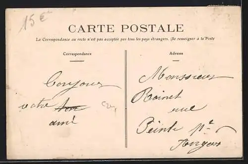 AK Angrie, Vue de l`église et de la rue animée