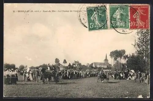 AK Briollay, Jour de fête, le Champ de Courses et la foule en 1921