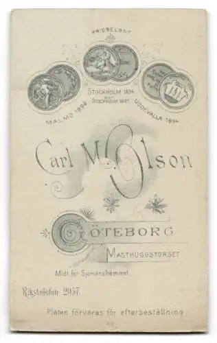 Fotografie Carl W. Olson, Göteborg, Masthuggstorget, Porträt einer Frau in elegantem Kleid