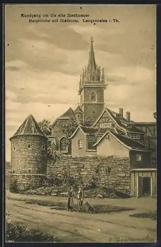 Künstler-AK Otto Thomasczek: Langensalza i. Th., Bergkirche mit Giessturm