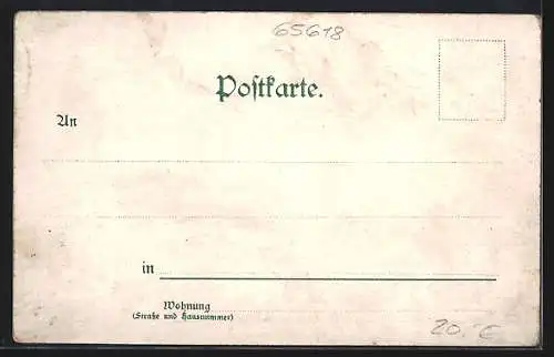 Lithographie Münster i. Taunus, Gasthaus zum hohen Staufen, Bes. H. Schubert