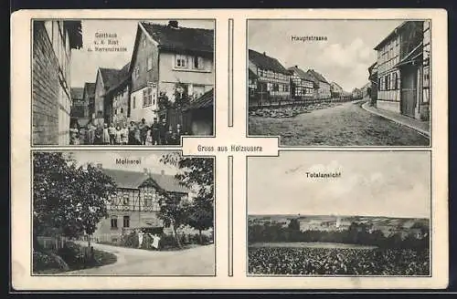 AK Holzsussra, Gasthaus v. A. Rost, Herrenstrasse, Hauptstrasse, Molkerei