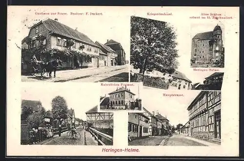 AK Heringen-Helme, Gasthaus zur Sonne v. F. Deckert, Altes Schloss, Hauptstrasse