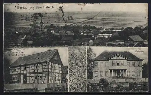 AK Berka vor dem Hainich, Restaurant Eduard Grimm, Schloss, Teilansicht