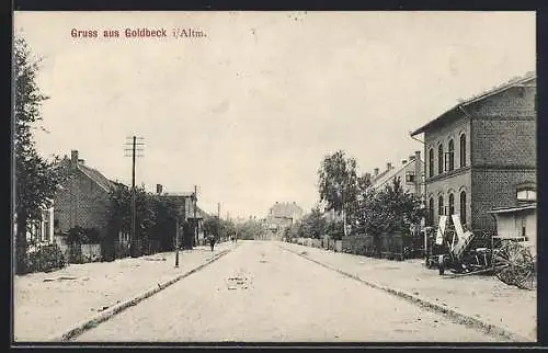 AK Goldbeck / Altmark, Strassenpartie mit Wohnhäusern