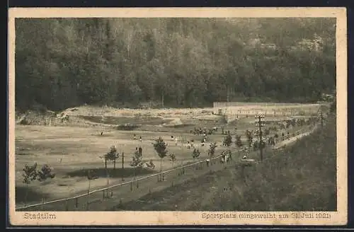 AK Stadtilm, Sportplatz aus der Vogelschau