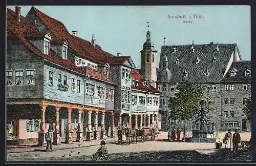 Künstler-AK Eugen Felle: Arnstadt i. Thür., Blick über den Markt