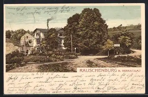 Lithographie Berka / Ilm, Gasthaus Rauschenburg