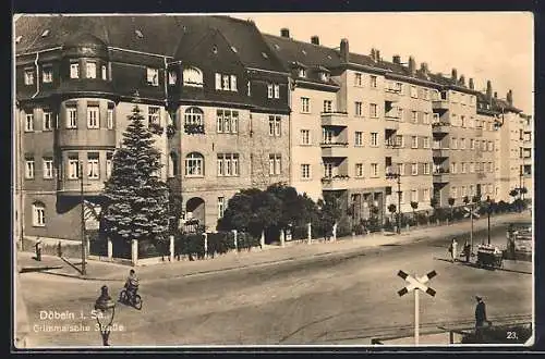 AK Döbeln i. Sa., Blick in die Grimmaische Strasse