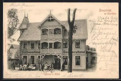 AK Braunlage im Oberharz, Gärtner`s Hotel mit Angestellten