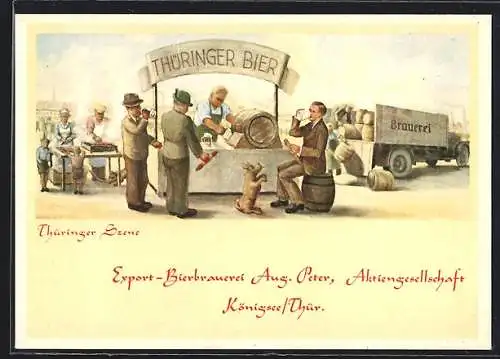 AK Königsee / Thüringen, Brauerei-Werbung, Bier Export Bierbrauerei Aug. Peter AG, Hund