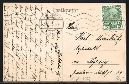 AK Karlsbad, Strassenpartie mit Villa Hohenburg und Villa Strunz