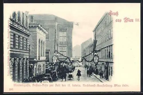 AK Wien, Marxergasse, Soften-Säle zur Zeit der II. intern. Kochkunst-Ausstellung 1898