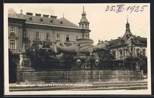 AK Klagenfurt, Neuer Platz mit Lindwurmdenkmal