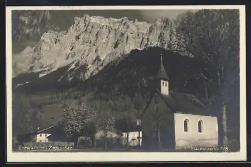 AK Ehrwald, Ansicht mit der Zugspitze