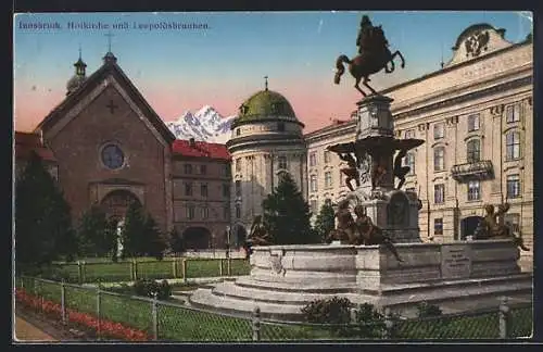 AK Innsbruck, Hofkirche und Leopoldsbrunnen