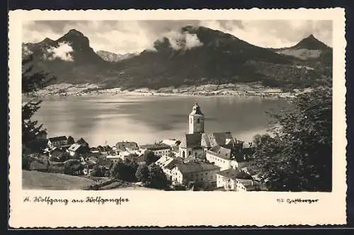 AK St. Wolfgang a. Wolfgangsee, Ortsansicht mit See