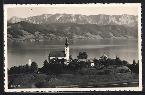 AK Attersee, Uferpartie mit Kirche