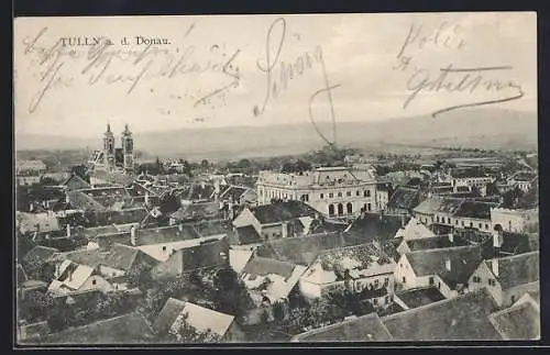 AK Tulln a. Donau, Gesamtansicht aus der Vogelschau