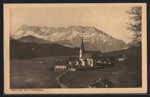 AK Adnet, Ortsansicht mit Untersberg