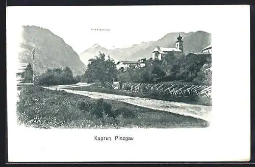 AK Kaprun /Pinzgau, Ortsansicht gegen das Kitzsteinhorn