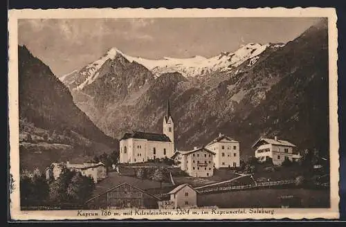 AK Kaprun im Kaprunertal, Ortsansicht mit Kitzsteinhorn