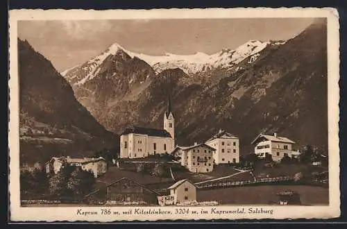 AK Kaprun, Ortsansicht mit Kitzsteinhorn im Kaprunertal