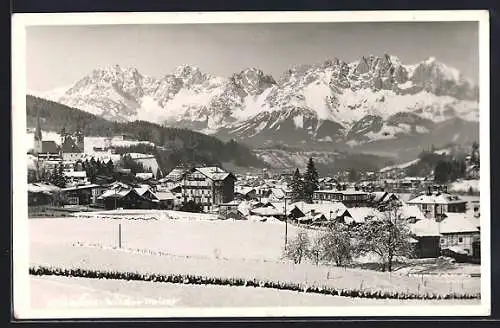 AK Kitzbühel, Ortsansicht mit dem Wilden Kaiser