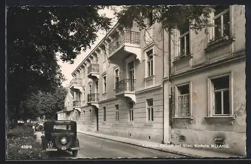 AK Baden b. Wien, Strassenpartie mit Kurheim Melanie