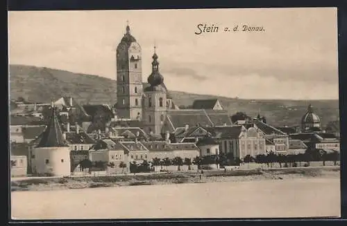 AK Stein a. d. Donau, Ortsansicht vom Fluss aus