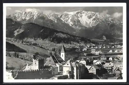 AK Puchberg a. Sch., Ortsansicht mit der Ruine im Vordergrund