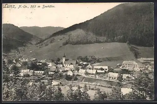 AK Lunz, Ortsansicht gegen die Berge