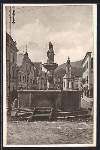 AK Weyer, Marktplatz mit Biberbrunnen