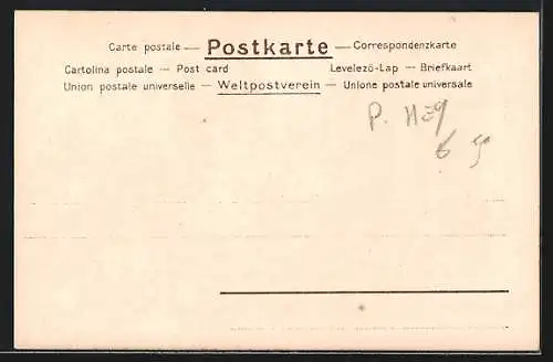 Künstler-Lithographie P. Hey: Alter Mann auf der Parkbank geniesst die Abendsonne