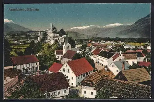 AK Arnoldstein /Kärnten, Ortsansicht mit Kirchturm