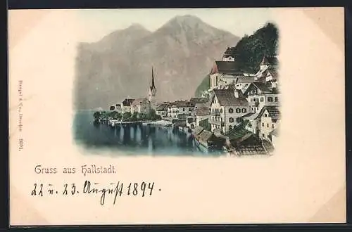 AK Hallstatt, Wohnhäuser und Kirche