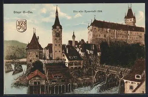 Künstler-AK Steyr, Alte Eysnstadt 1584