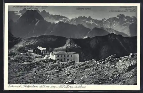 AK Edmund Probsthaus, Blick zur Berghütte hinüber am Nebelhorn