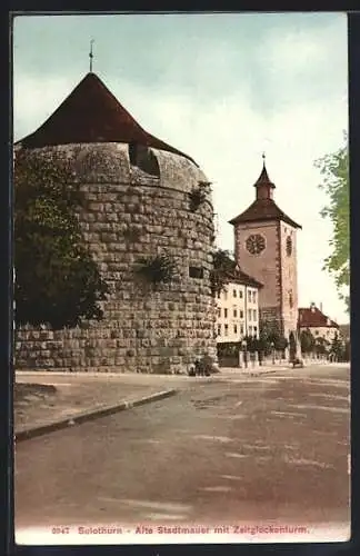 AK Solothurn, Alte Stadtmauer mit Zeitglockenturm